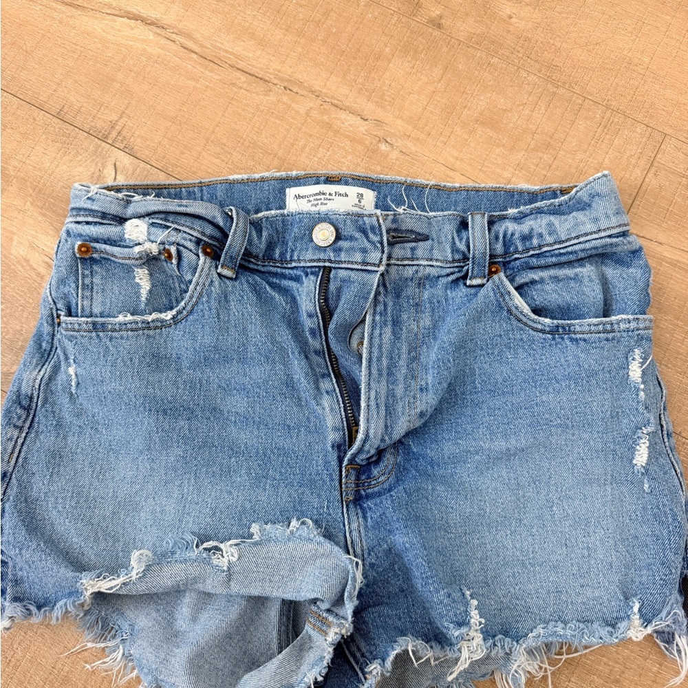 Abercrombie & Fitch Light Blue Distressed Denim Cutoff Shorts